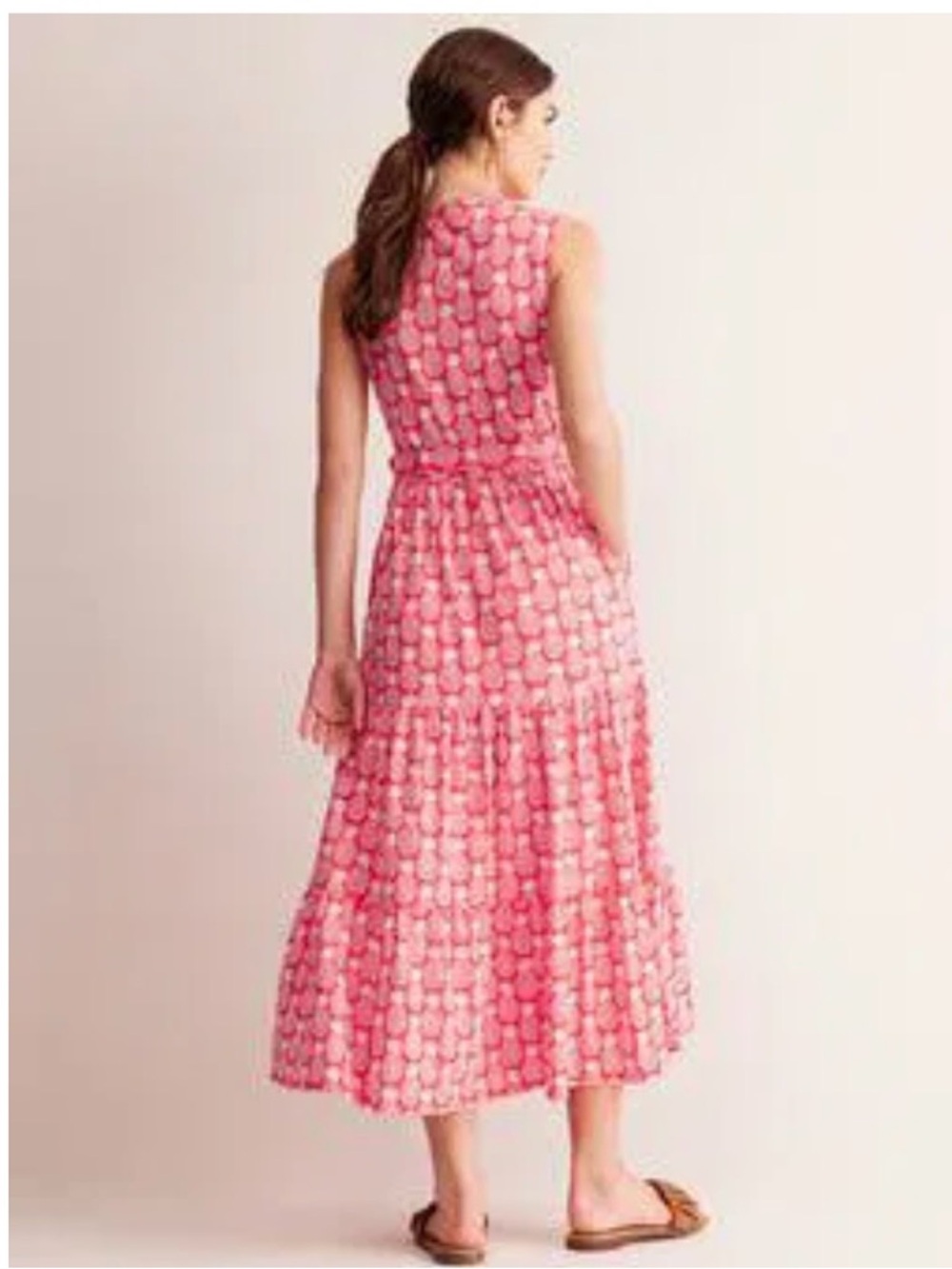 Boden Naomi red white pineapple maxi dress - Picture 3 of 12